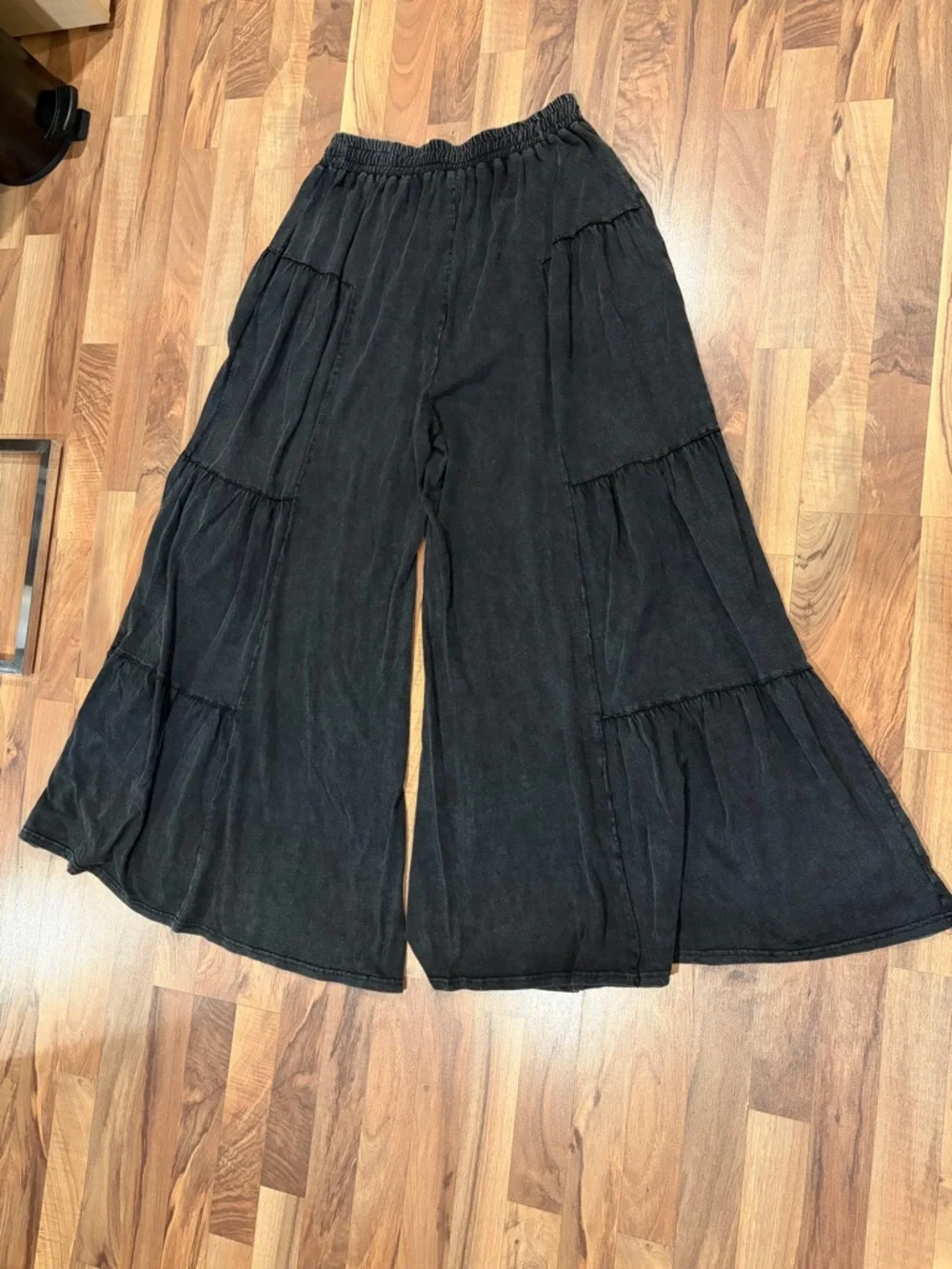 Velvet Washed Charcoal Tiered Maxi Skirt - Picture 9 of 11